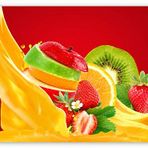 Cakatablo Ahşap Tablo Dilimlenmiş Meyveler ve Meyve Suyu