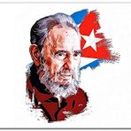 Cakatablo Ahşap Tablo Fidel Castro Beyaz Zemin Çizim