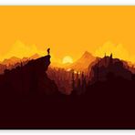 Cakatablo Ahşap Tablo Firewatch Günbatımı Kayalıkların Üstünde