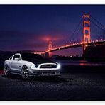 Cakatablo Ahşap Tablo Ford Mustang ve Golden Gate Köprüsü