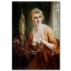Cakatablo Ahşap Tablo François Martin Kavel Fransa 1861 1931 Catherine La Rose İplik Üretirken
