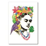 Cakatablo Ahşap Tablo Frida Kahlo Renkli Çizim