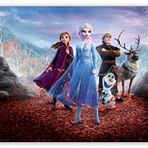 Cakatablo Ahşap Tablo Frozen 2 Queen Elsa, Anna, Olaf, Kristoff Kızıl Yapraklar