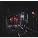 Cakatablo Ahşap Tablo Gece Tren Rayları ve Geçiş Işıkları
