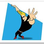 Cakatablo Ahşap Tablo Johnny Bravo Mavi Arkaplan