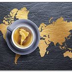 Cakatablo Ahşap Tablo Kahve Köpüğünden Dünya Haritası ve Fincanda Güney Amerika