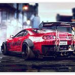 Cakatablo Ahşap Tablo Kırmızı Toyota Supra