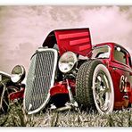 Cakatablo Ahşap Tablo Klasik Kırmızı Hot Rod Araba Görseli