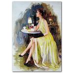Cakatablo Ahşap Tablo Konstantin Razumov Rus Ressam Kadın Şarap Sigara Resmi