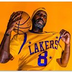 Cakatablo Ahşap Tablo Lakers Forması Siyahi Basketbolcu