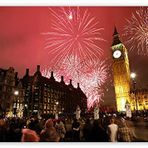 Cakatablo Ahşap Tablo Londra Big Ben Yılbaşı Havai Fişekler