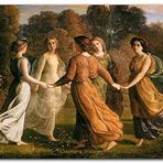 Cakatablo Ahşap Tablo Louis Janmot Bahçede Çember Halindeki Genç Kızlar