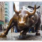 Cakatablo Ahşap Tablo Manhattan Wall Street Önü Boğa Heykeli
