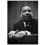 Cakatablo Ahşap Tablo Martin Luther King Basın Toplantısı Siyah Beyaz