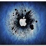 Cakatablo Ahşap Tablo Mavi Zeminde Püskürtme Apple Logosu