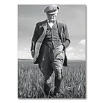 Cakatablo Ahşap Tablo Mustafa Kemal Atatürk Buğday Tarlasında Siyah Beyaz Görsel