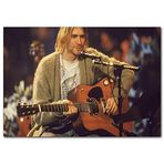 Cakatablo Ahşap Tablo Nirvana Solisti Kurt Cobain ve Gitarı