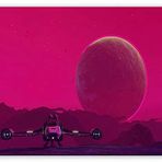 Cakatablo Ahşap Tablo No Man's Sky Uzay Gemisi ve Dev Gezegen