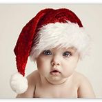 Cakatablo Ahşap Tablo Noel Baba Şapkalı Şirin Bebek