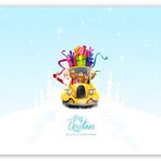 Cakatablo Ahşap Tablo Noel Baba Sarı Araba Mutlu Yıllar