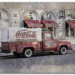 Cakatablo Ahşap Tablo Nostaljik Kırmızı Ford Coca Cola Kamyonu