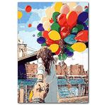 Cakatablo Ahşap Tablo Retro Balon ve Sevgili Şekilli Görsel