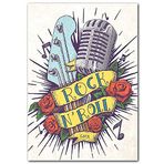 Cakatablo Ahşap Tablo Retro Rock On Roll Şekilli Görsel