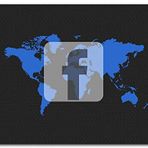 Cakatablo Ahşap Tablo Siyah Zemin Dünya Haritası ve Facebook Amblemi