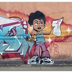 Cakatablo Ahşap Tablo Siyahi Kız Grafiti Duvar Boyama