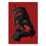Cakatablo Ahşap Tablo Star Wars Kırmızı Zeminde Kask