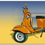 Cakatablo Ahşap Tablo Turuncu Vespa Motorsiklet