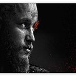 Cakatablo Ahşap Tablo Viking Mavi Gözler Alevler İllüstrasyon