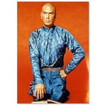 Cakatablo Ahşap Tablo Yul Brynner Mavi Parlak Elbiseli Kırmızı Arkaplan