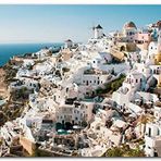 Cakatablo Ahşap Tablo Yunanistan Santorini Yamaç Evleri