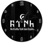 Cakatablo Ahşap Zeminde Hilal İçinde Kurt Kafası Poster Duvar Saati