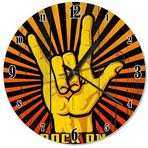 Cakatablo Ahşap Zeminde Rock And Roll Devil's Horn Duvar Saati