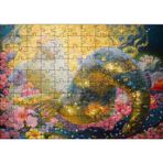 Cakatablo Altın Saçlı Deniz Kızı Çiçekler ve Küçük Japon Balığı 120 Parça Puzzle Yapboz MDF Ahşap
