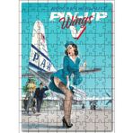 Cakatablo Amerikan Yolcu Uçağı ve Seksi Hostes Vintage 120 Parça Puzzle Yapboz MDF Ahşap
