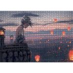 Cakatablo Balkonda Anime Karakteri Kız ve Dilek Ateşleri 1000 Parça Puzzle Yapboz MDF Ahşap