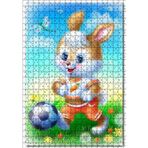 Cakatablo Çayırdaki Sevimli Tavşan ve Futbol Topu 500 Parça Puzzle Yapboz MDF Ahşap