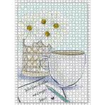 Cakatablo Çiçek Mektup ve Kahve 1000 Parça Puzzle Yapboz MDF Ahşap