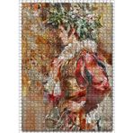 Cakatablo Çiçek Şapkalı Kırmızı Elbiseli Kadın 1000 Parça Puzzle Yapboz MDF Ahşap