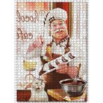 Cakatablo Çikolatalı Ekler Yapan Pastacı ve Kedisi 1000 Parça Puzzle Yapboz MDF Ahşap