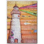 Cakatablo Deniz Fenerindeki Renkli Işıklar Görseli 1000 Parça Puzzle Yapboz MDF Ahşap