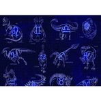 Cakatablo Dinozorlu Burç Sembolleri Neon 1000 Parça Puzzle Yapboz MDF Ahşap