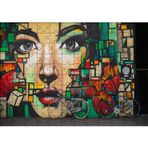Cakatablo Duvar Boyama Kadın Yüzü ve Bisikletler 120 Parça Puzzle Yapboz MDF Ahşap