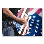 Cakatablo Elektrogitarist Ve Arka Planda Amerikan Bayrağı Dijital Resim Mdf Ahşap Tablo