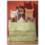 Cakatablo Eski Kağıt Çantada Kediler ve Fareler Görseli 1000 Parça Puzzle Yapboz MDF Ahşap