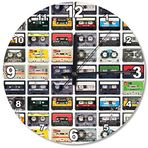 Cakatablo Eski Müzik Kasetleri Ahşap Duvar Saati