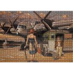 Cakatablo Eski Uçak Deniz Feneri ve Genç Kadın Yolcu 1000 Parça Puzzle Yapboz MDF Ahşap
